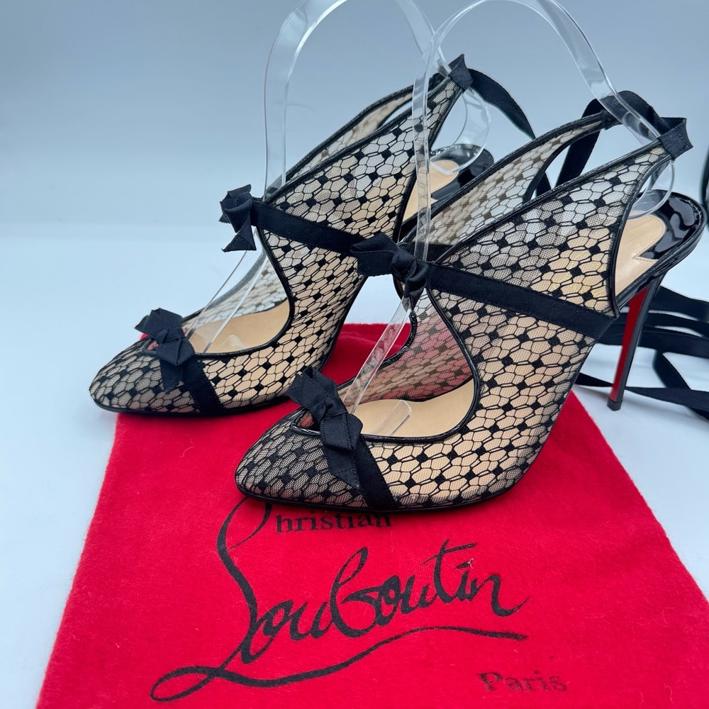 Christian Louboutin Directoire Lace Up Black Pumps Size 38 - Picture 3 of 13